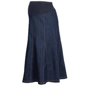 Attesa Maternity Midi Skirt Size XS Blue Denim Modest Pull On